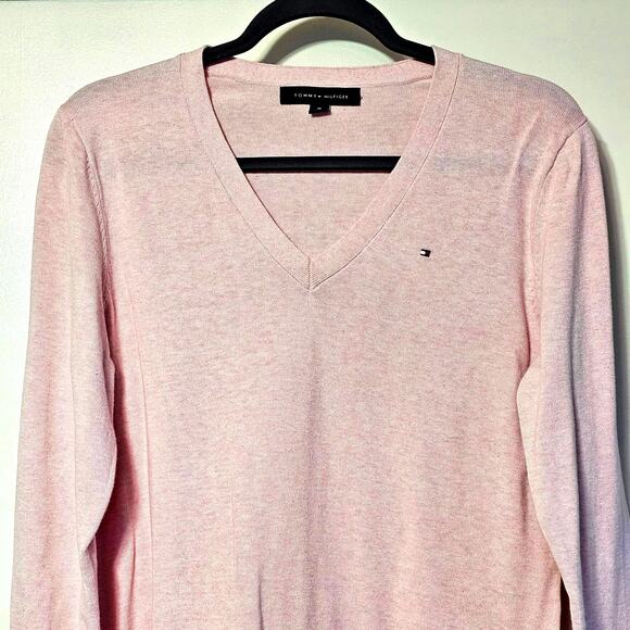 Tommy Hilfiger Women's Slim Fit V-Neck Sweater Pink Size Medium - Picture 4 of 6